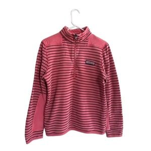 Women’s Vineyard Vines 1/4 Zip Striped Pull Over Sweater Size XS Pink and Navy